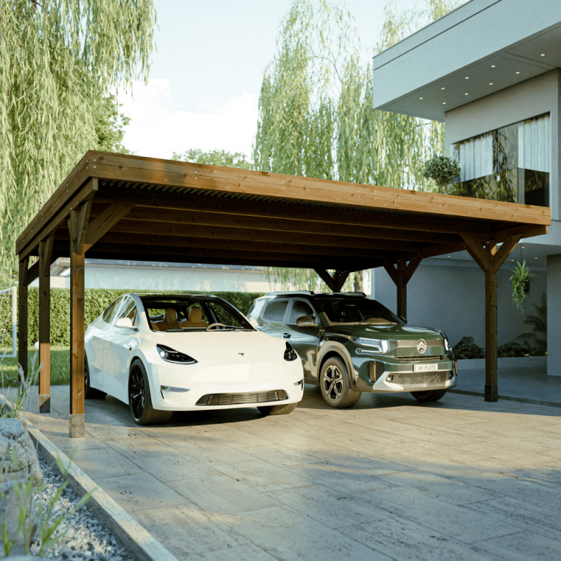 Cerland - CARPORT BOIS 2 VOITURES 30,9M² 6 POTEAUX 12x12 - Image 3