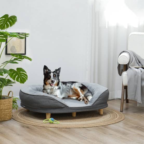 Sans Marque - Panier chien jusqu'à 25kg housse amovible pieds antidérapants 90x78x25 cm gris - Image 4