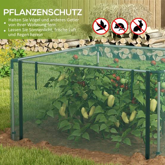 Filet de protection anti-oiseaux HDPE potager avec porte zippée 125x125cm vert - ComfortXL Outdoor Living - Image 4