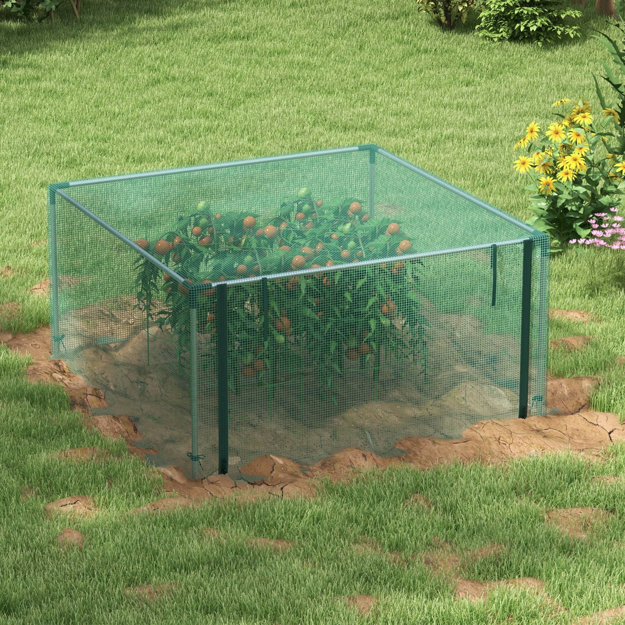 Filet de protection anti-oiseaux HDPE potager avec porte zippée 125x125cm vert - ComfortXL Outdoor Living - Image 7