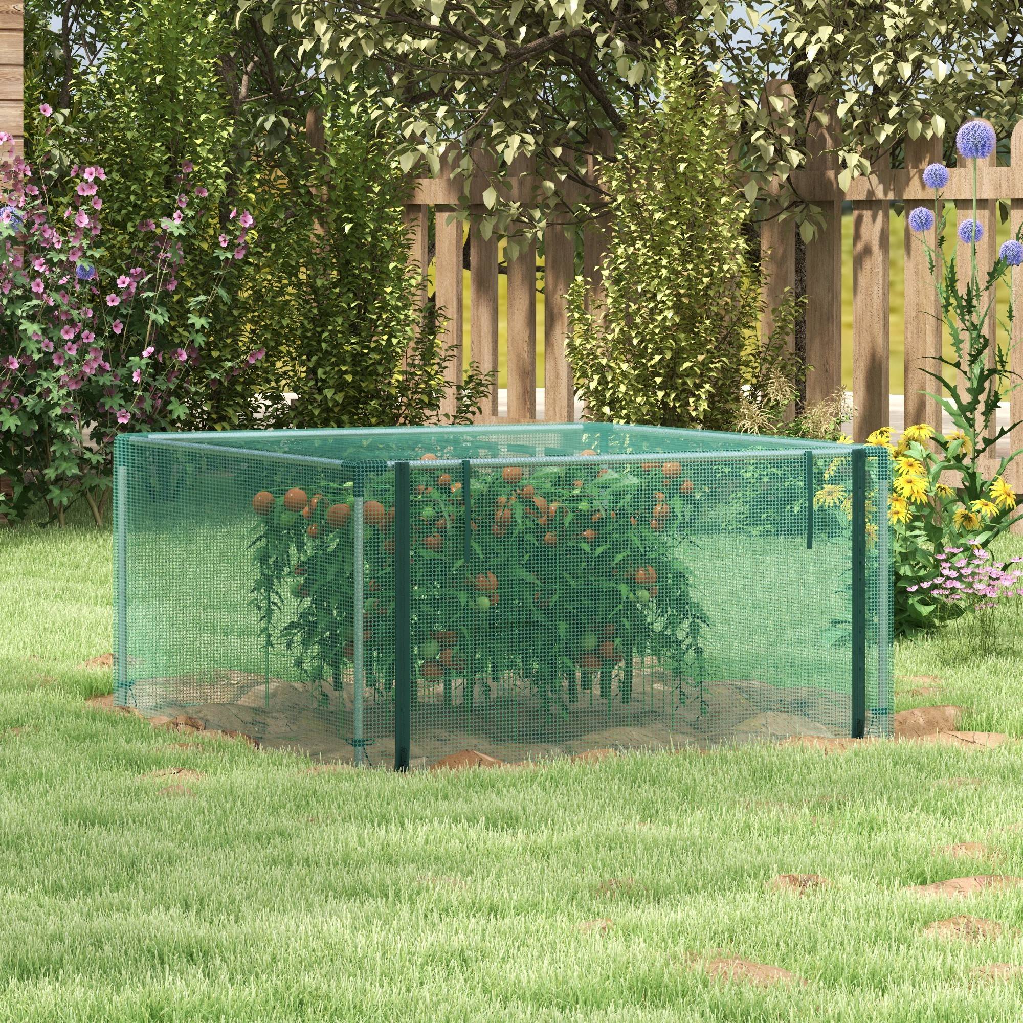 Filet de protection anti-oiseaux HDPE potager avec porte zippée 125x125cm vert - ComfortXL Outdoor Living - Image 8
