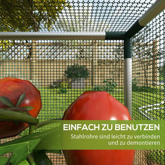 Filet de protection anti-oiseaux HDPE potager avec porte zippée 125x125cm vert - ComfortXL Outdoor Living - Image 5