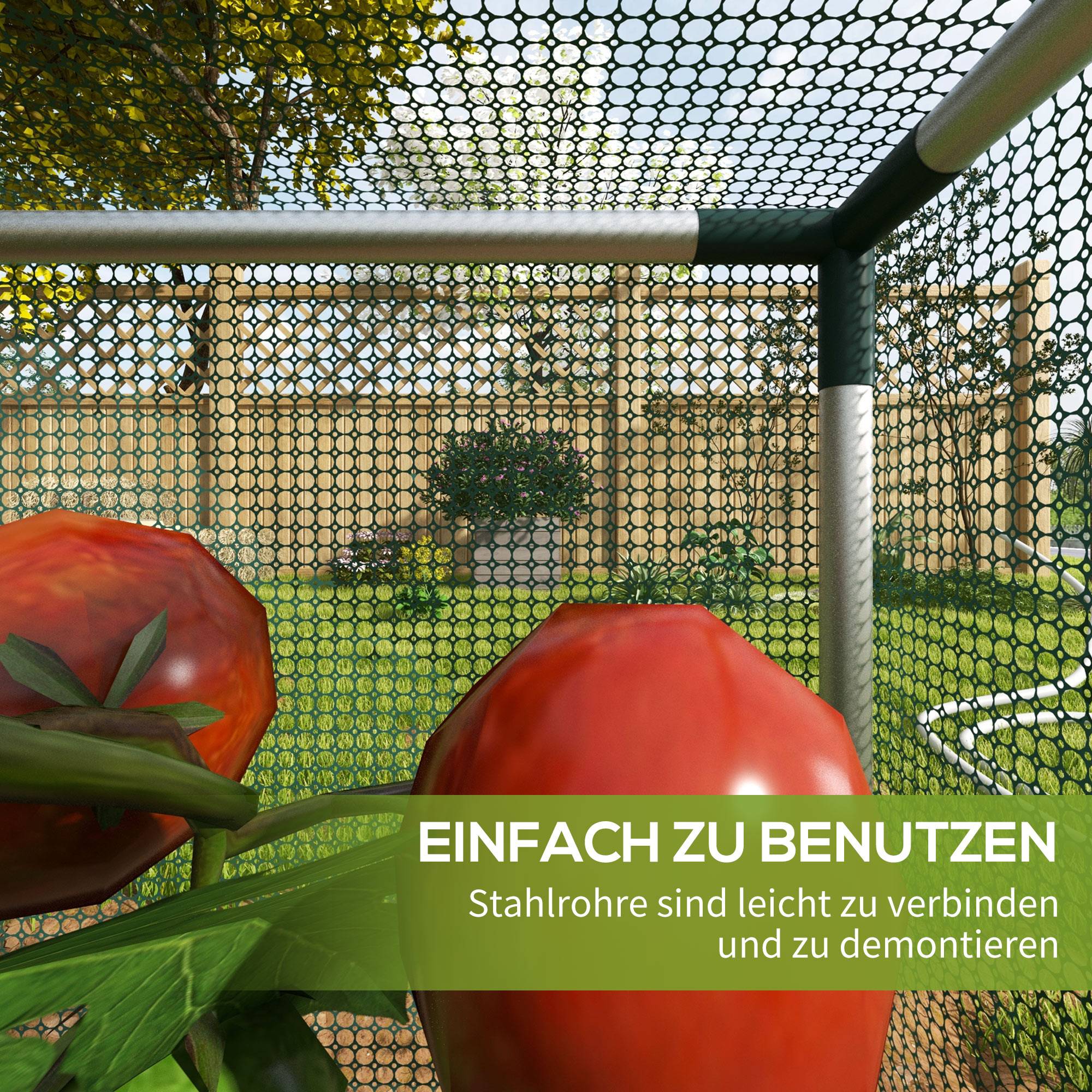 Filet de protection anti-oiseaux HDPE potager avec porte zippée 125x125cm vert - ComfortXL Outdoor Living - Image 5