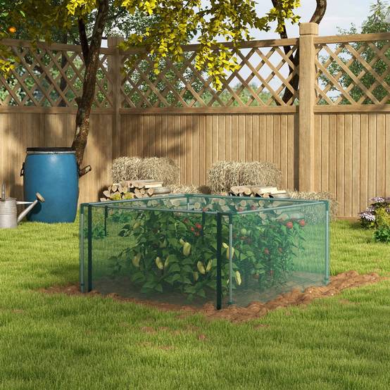 Filet de protection anti-oiseaux HDPE potager avec porte zippée 125x125cm vert - ComfortXL Outdoor Living - Image 1