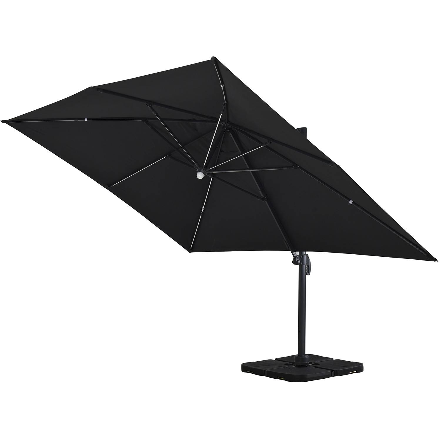 Autre - Parasol déporté LED 3x4m rectangle en aluminium + housse - rotatif 360° - Anthracite - ROME - Imagen 1