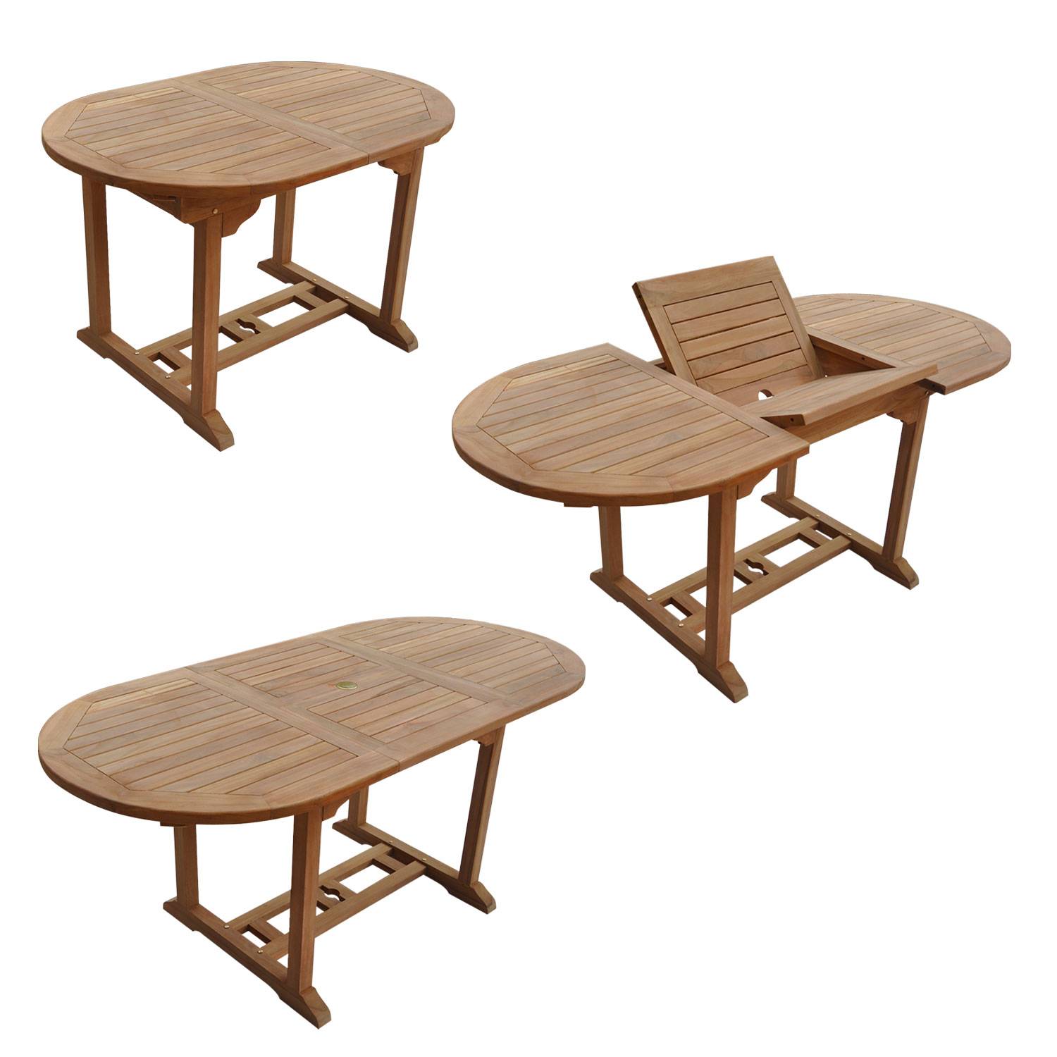 Salon de jardin en teck LOMBOK - table ovale extensible - 6 places - HAPPY GARDEN - Imagen 2
