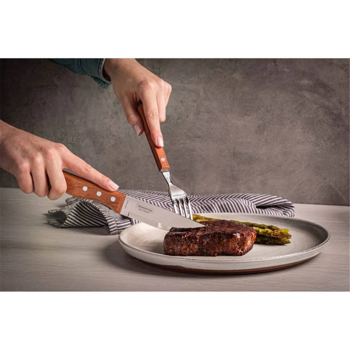 Couteaux à steak Jumbo 4pcs - Inox et bois - Image 3