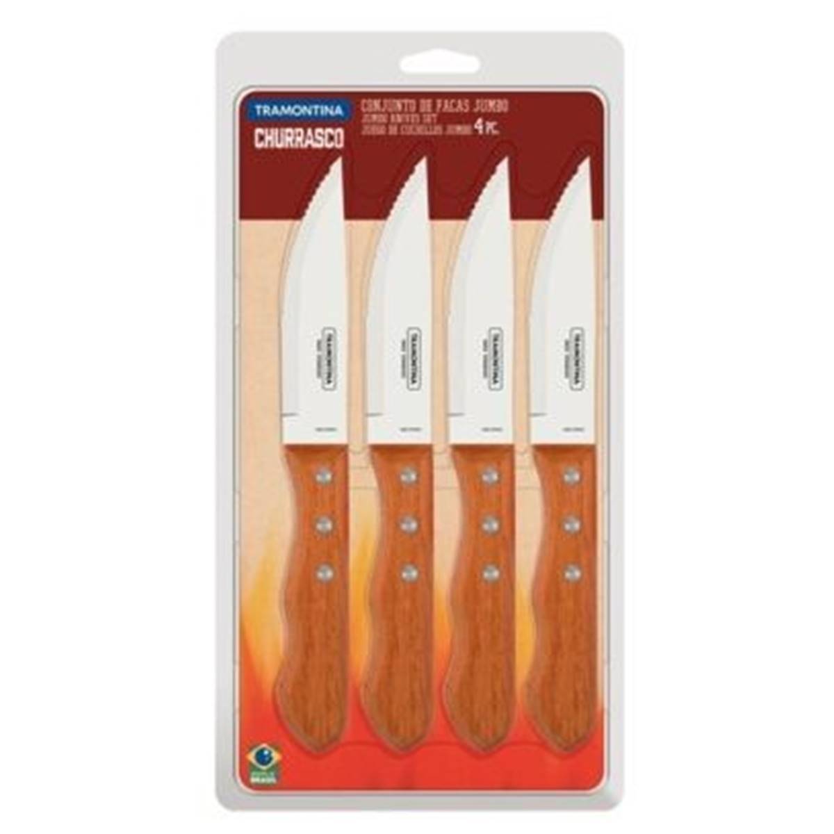 Couteaux à steak Jumbo 4pcs - Inox et bois - Image 2
