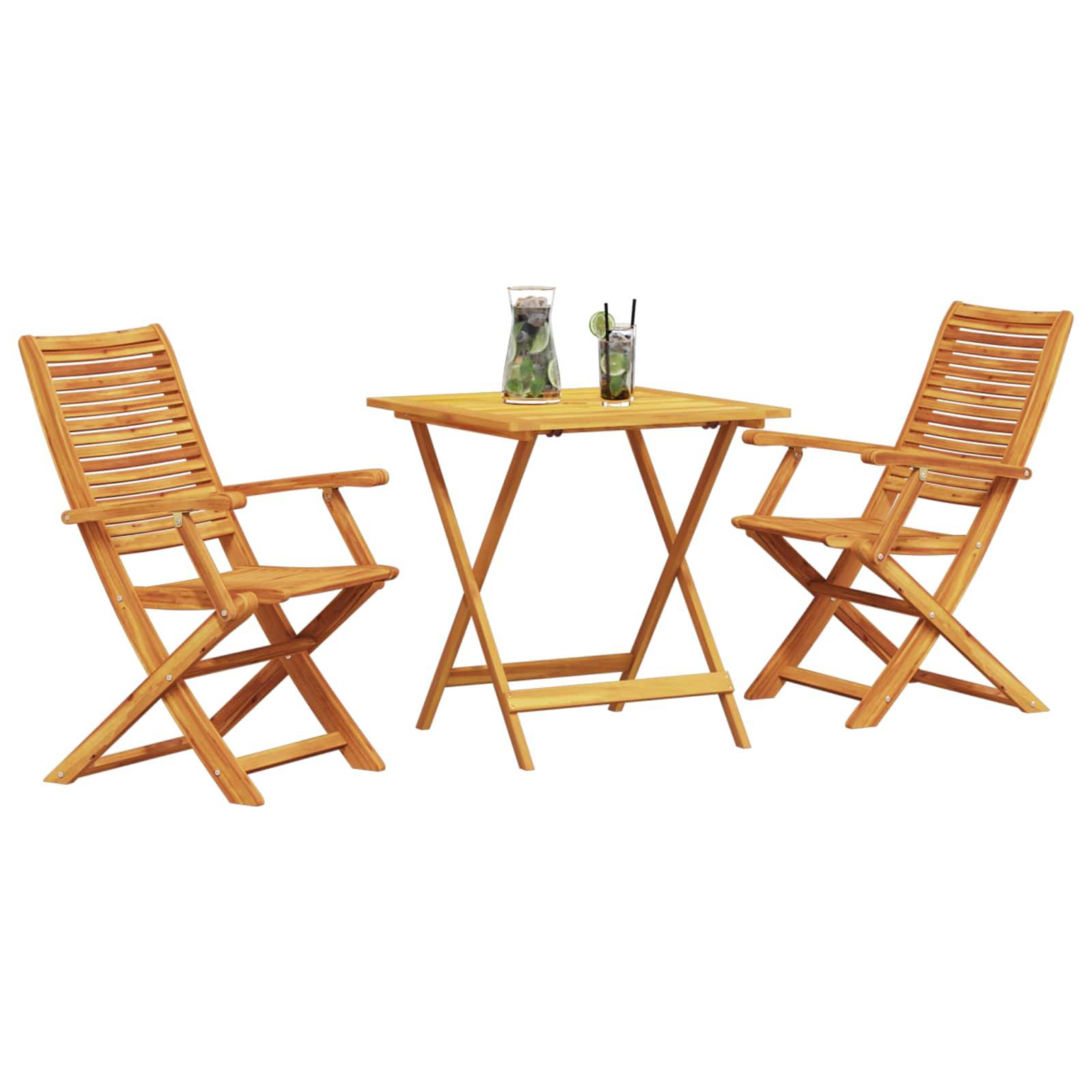 Vidaxl - Ensemble bistro pliant 3 pc Marron Bois d'Acacia Massif vidaXL 3375697 - Image 4