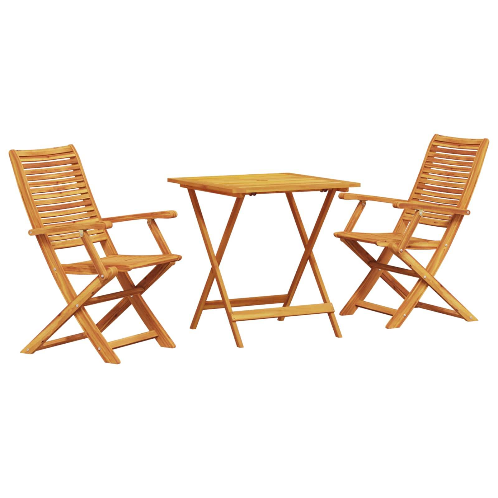 Vidaxl - Ensemble bistro pliant 3 pc Marron Bois d'Acacia Massif vidaXL 3375697 - Image 2