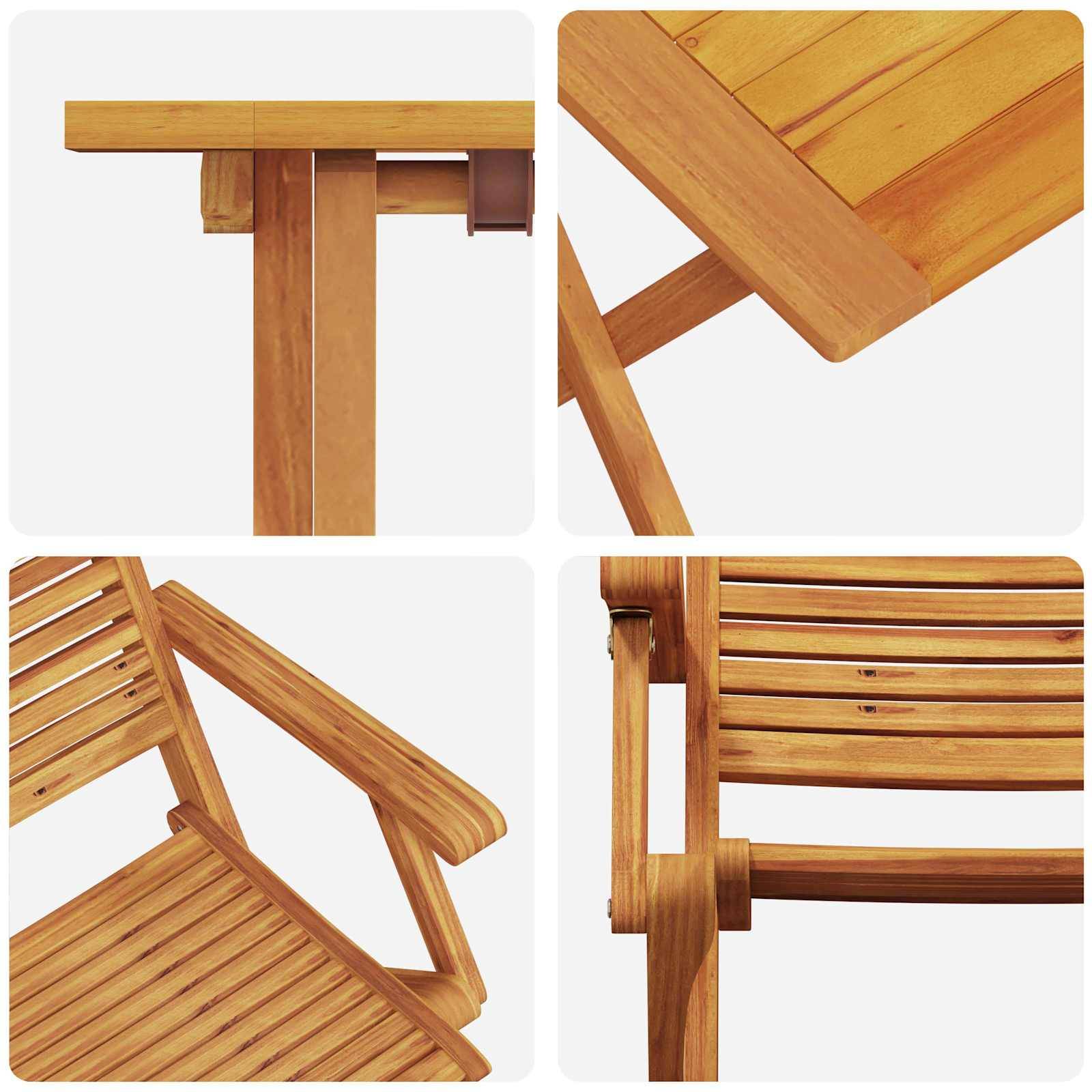 Vidaxl - Ensemble bistro pliant 3 pc Marron Bois d'Acacia Massif vidaXL 3375697 - Image 8