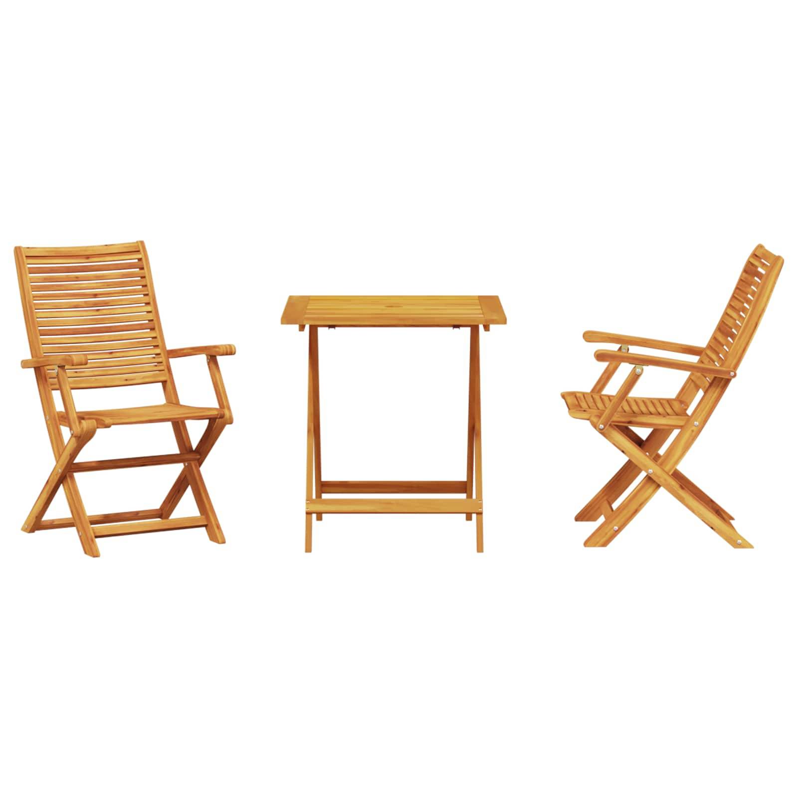 Vidaxl - Ensemble bistro pliant 3 pc Marron Bois d'Acacia Massif vidaXL 3375697 - Image 5
