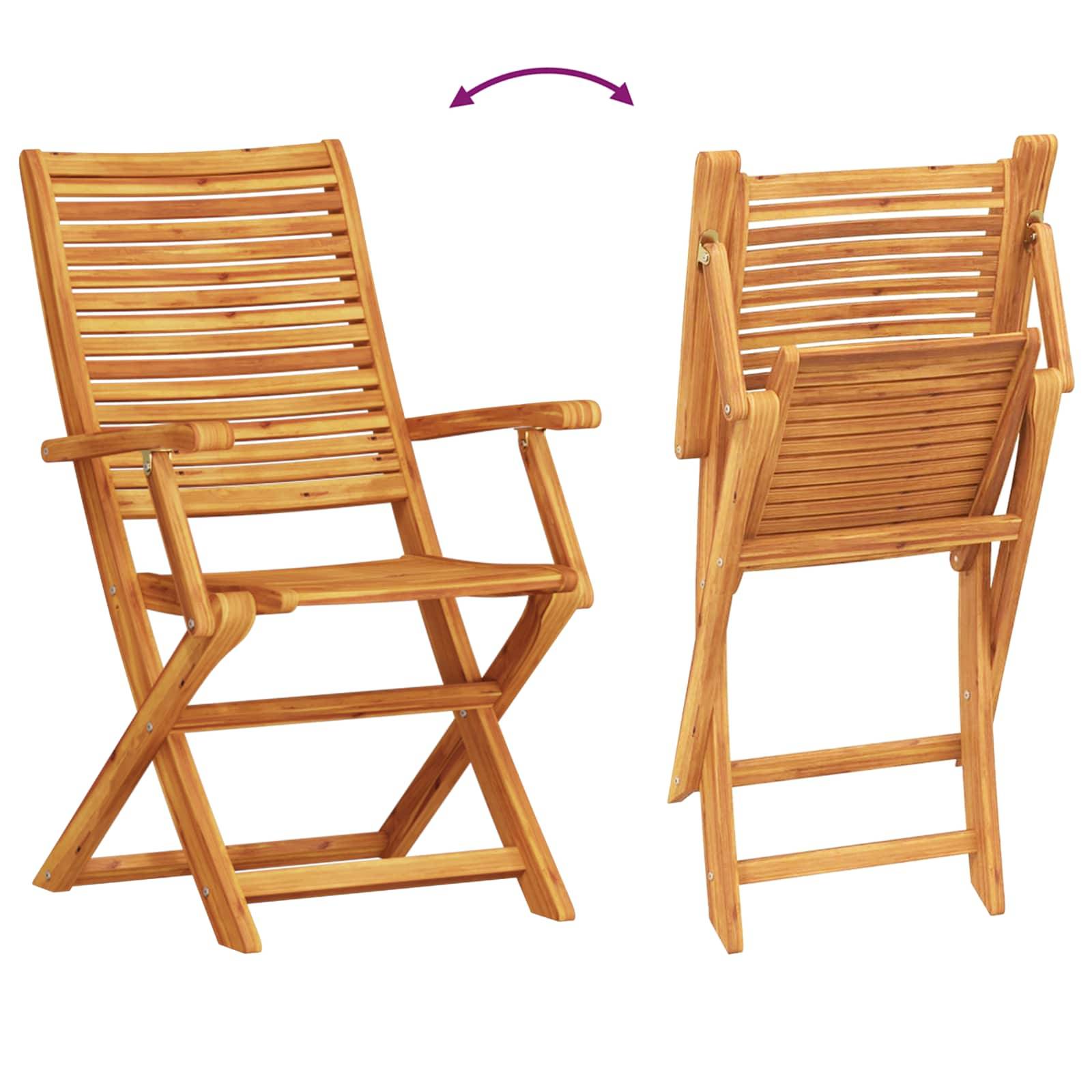 Vidaxl - Ensemble bistro pliant 3 pc Marron Bois d'Acacia Massif vidaXL 3375697 - Image 9