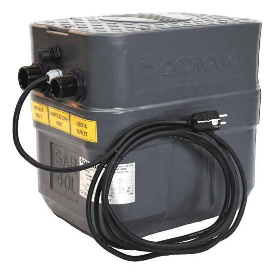 Station de relevage 40L Pedrollo SAR40TOP1 - Pompe a eau 0,25 kW jusqu'à 8,4 m3/h monophasé 220V - Image 5