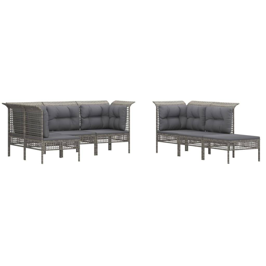 Helloshop26 - Salon de jardin meuble d'extérieur ensemble de mobilier 10 pièces avec coussins gris résine tressée - Imagen 1