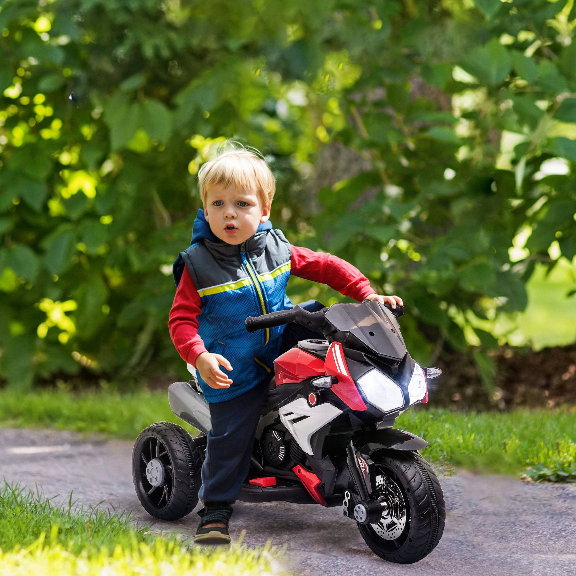 Sans Marque - Moto électrique enfants 3-5 ans 25 kg max lumières musique batterie 6V 3 km/h 86x42x52 cm rouge - Image 3