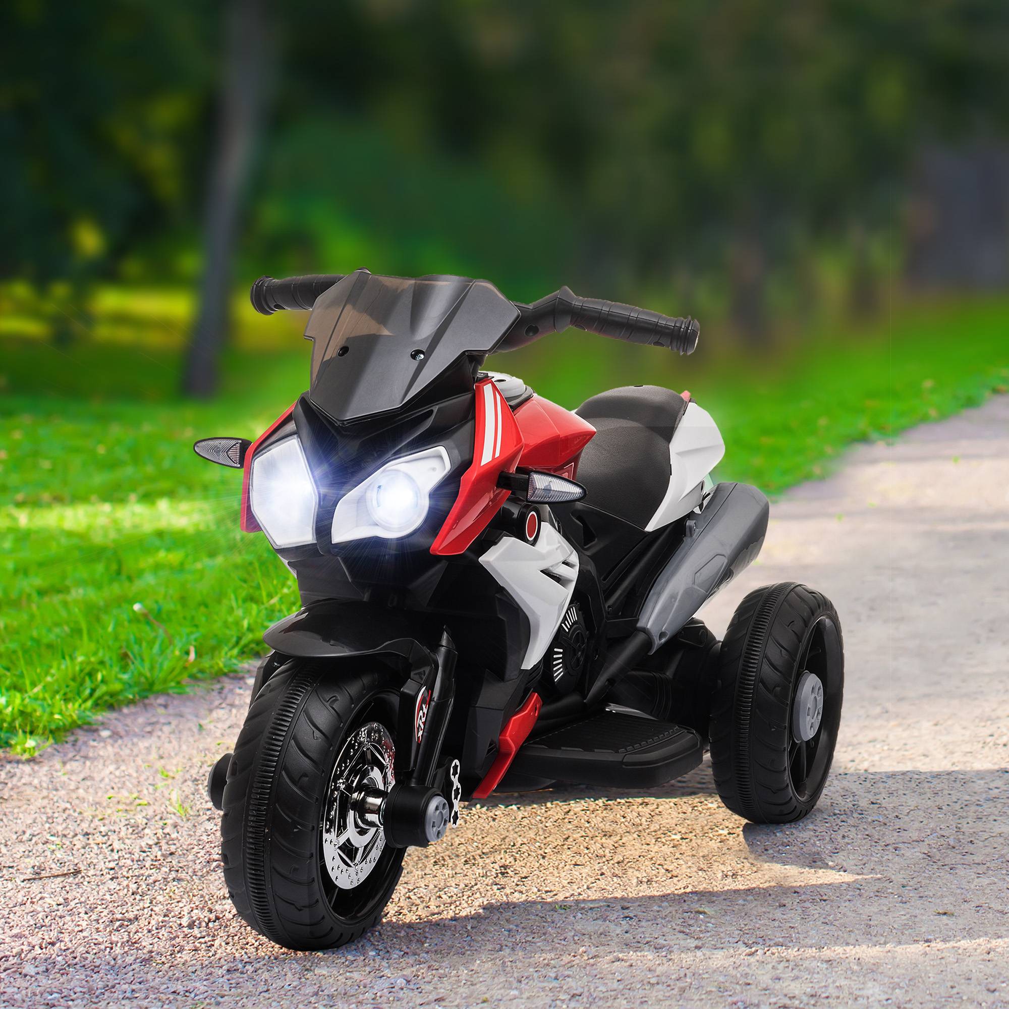 Sans Marque - Moto électrique enfants 3-5 ans 25 kg max lumières musique batterie 6V 3 km/h 86x42x52 cm rouge - Image 4