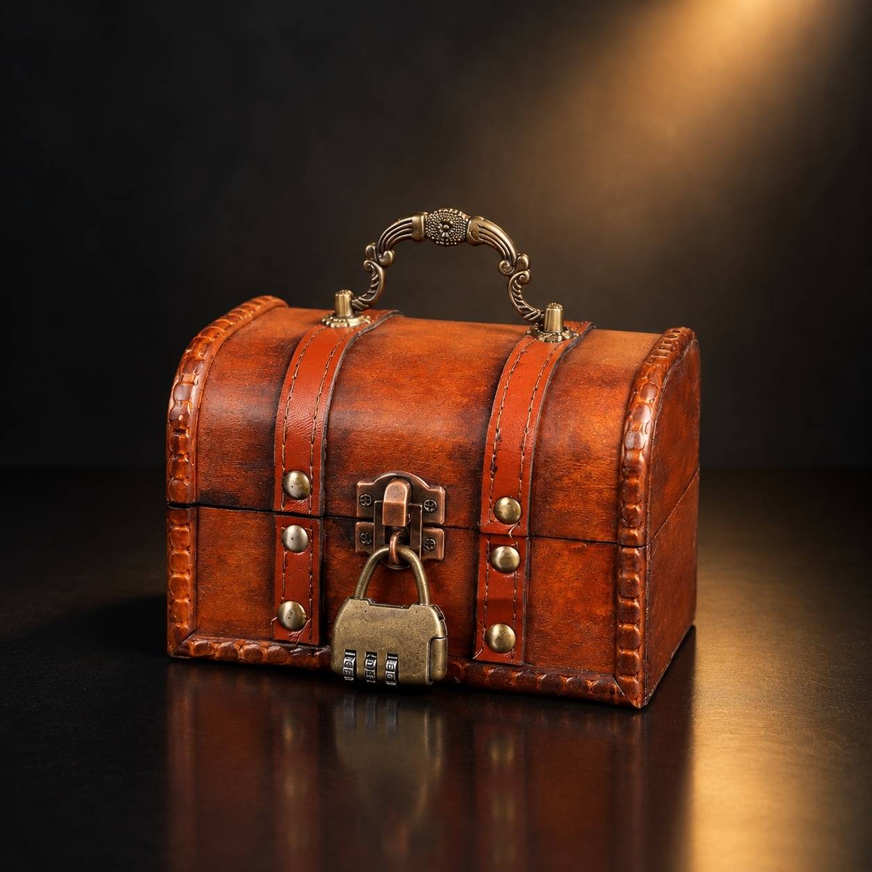 Coffre au Trésor en Bois Vintage avec Cadenas à Combinaison - Image 7