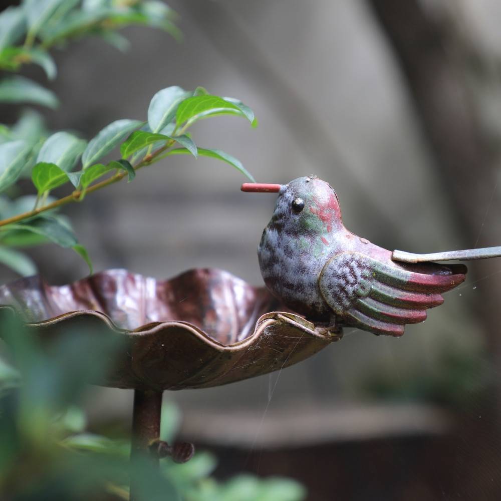 Mangeoire à oiseaux pique jardin abreuvoir fer marron 103 cm Chemin de campagne - Image 3