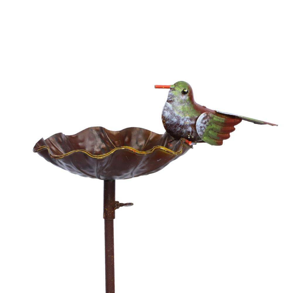 Mangeoire à oiseaux pique jardin abreuvoir fer marron 103 cm Chemin de campagne - Image 1