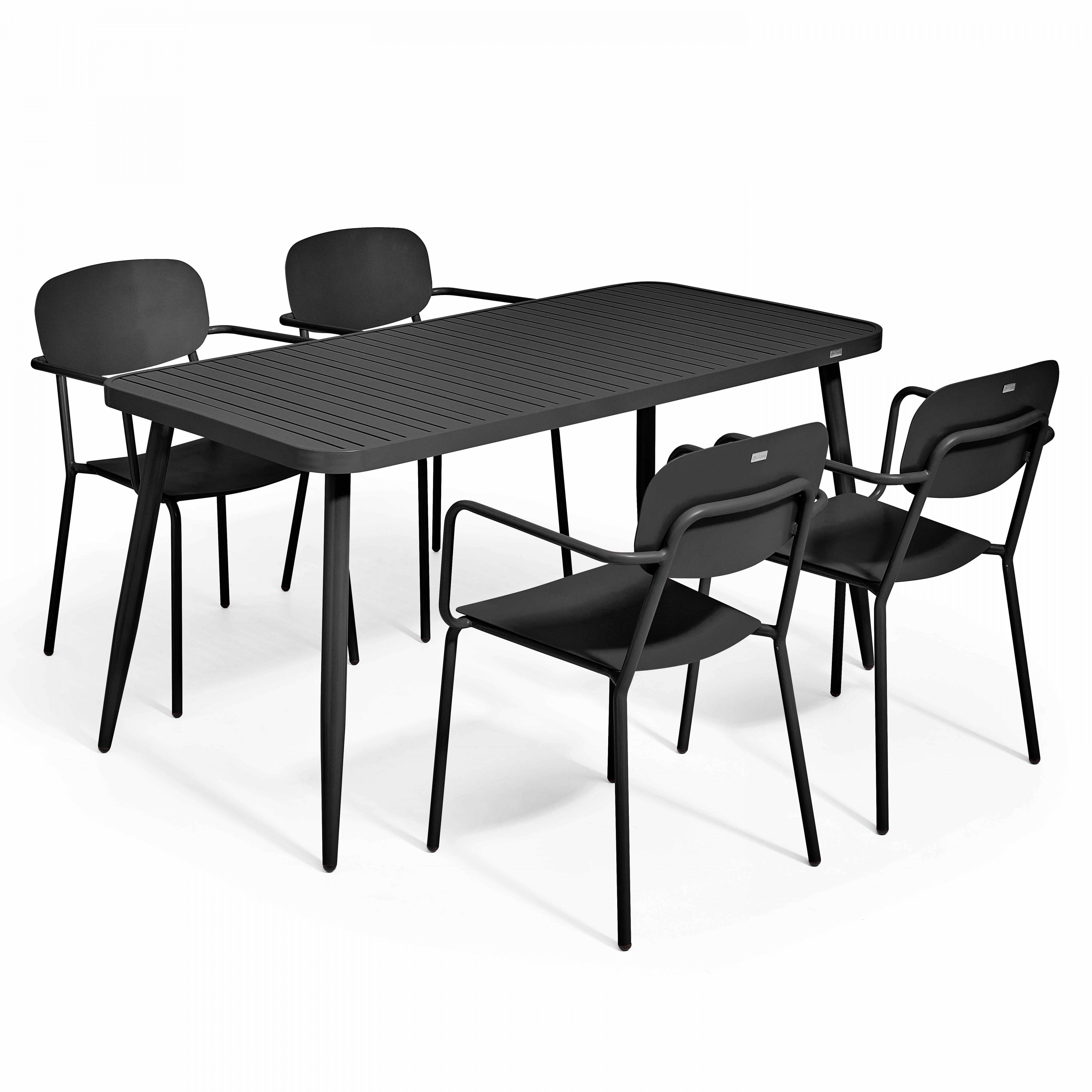 Oviala - Ensemble table de jardin et 4 fauteuils en aluminium noir Bristol - Oviala - Imagen 1