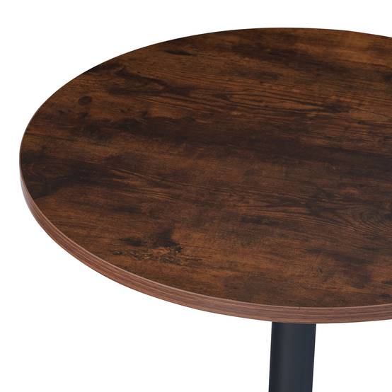 Table haute ronde Vantaa acier MDF 100 x 60 cm noir effet noyer - Image 4