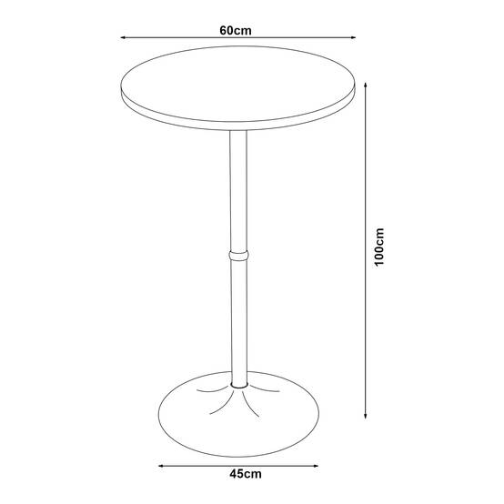 Table haute ronde Vantaa acier MDF 100 x 60 cm noir effet noyer - Image 3