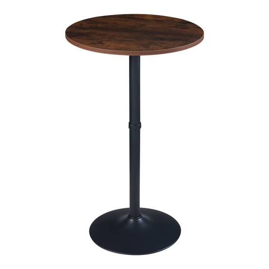 Table haute ronde Vantaa acier MDF 100 x 60 cm noir effet noyer - Image 2