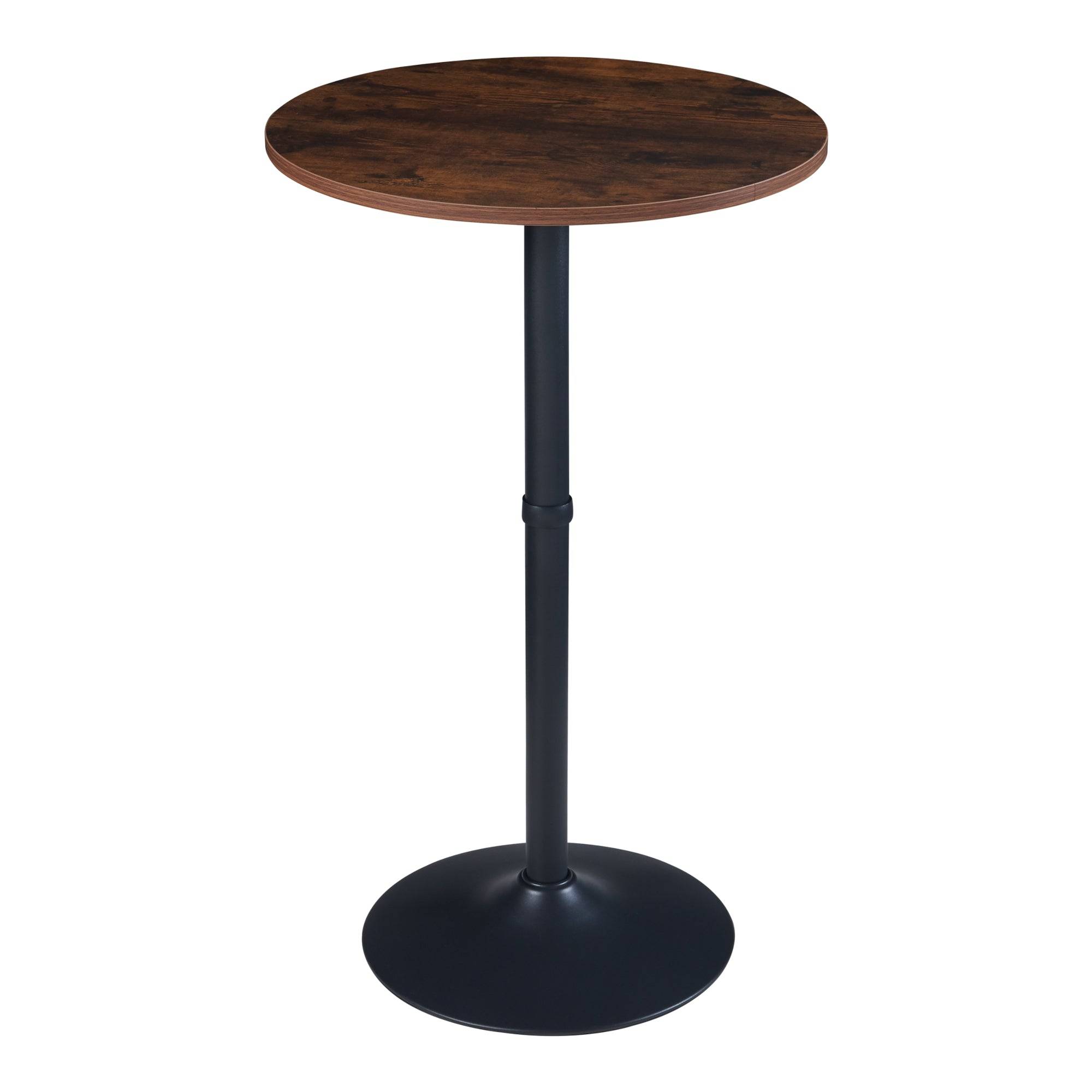 Table haute ronde Vantaa acier MDF 100 x 60 cm noir effet noyer - Image 2
