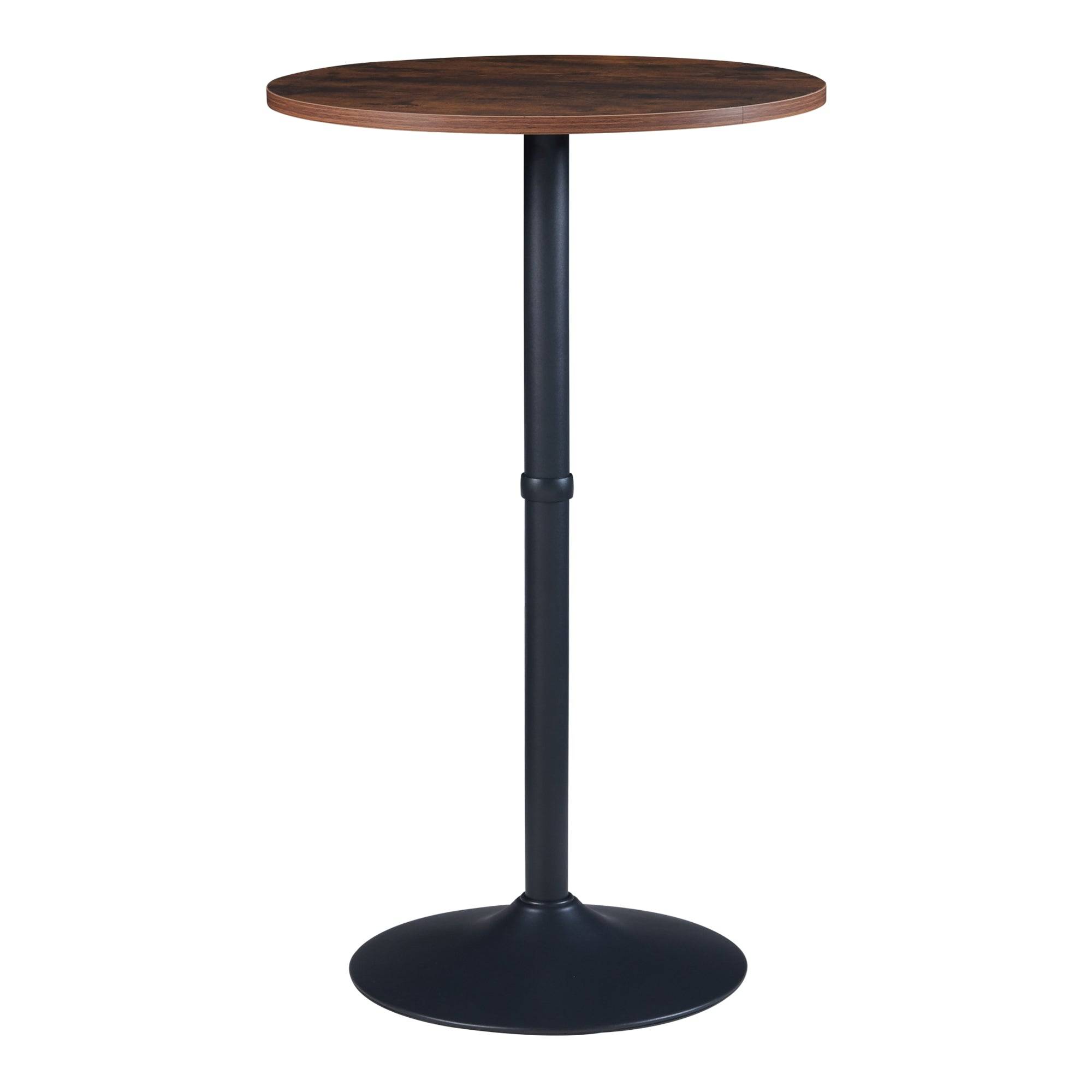 Table haute ronde Vantaa acier MDF 100 x 60 cm noir effet noyer - Image 1