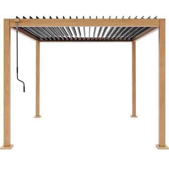 Pergola bioclimatique GAYA - Structure en aluminium et en acier - l300 x P300 x H240 cm - Aspect Bois - Image 3