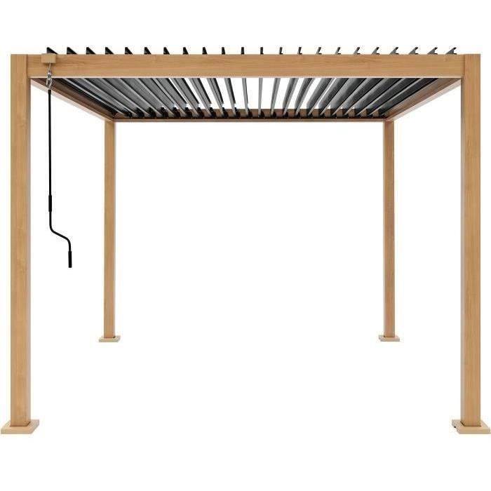 Pergola bioclimatique GAYA - Structure en aluminium et en acier - l300 x P300 x H240 cm - Aspect Bois - Image 3