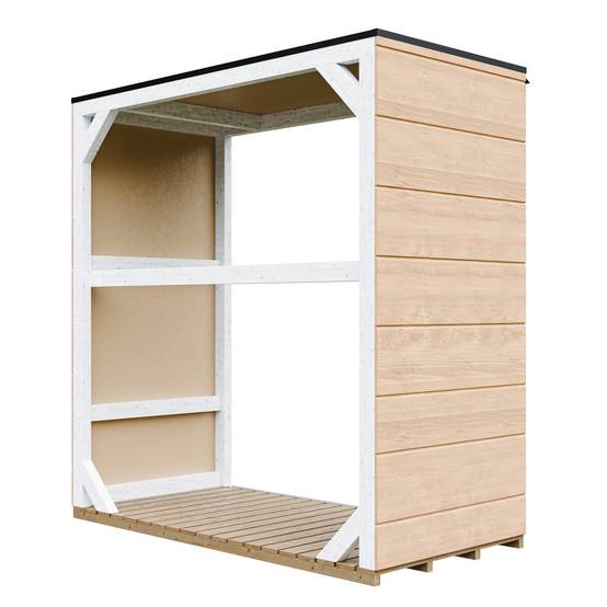 Timbela - Abri à bûches extérieur 1,14 m² / 75x153xH159 cm - Remise extérieure pour bois de chauffage résistante aux intempéries - Timbela M980-1-HARVEST HONEY - Image 2