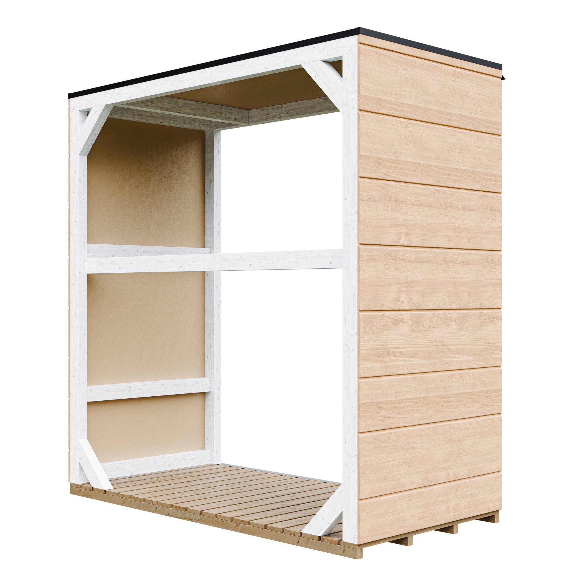 Timbela - Abri à bûches extérieur 1,14 m² / 75x153xH159 cm - Remise extérieure pour bois de chauffage résistante aux intempéries - Timbela M980-1-HARVEST HONEY - Image 2