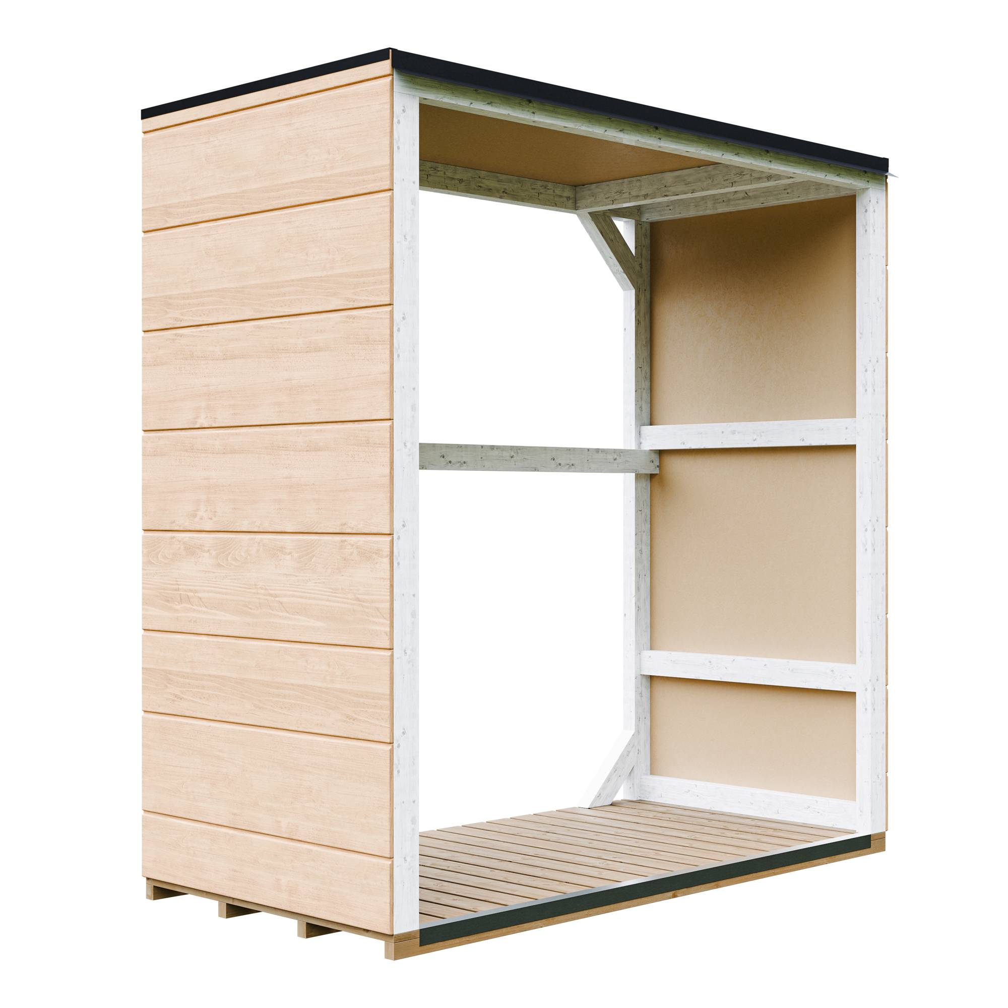 Timbela - Abri à bûches extérieur 1,14 m² / 75x153xH159 cm - Remise extérieure pour bois de chauffage résistante aux intempéries - Timbela M980-1-HARVEST HONEY - Image 1
