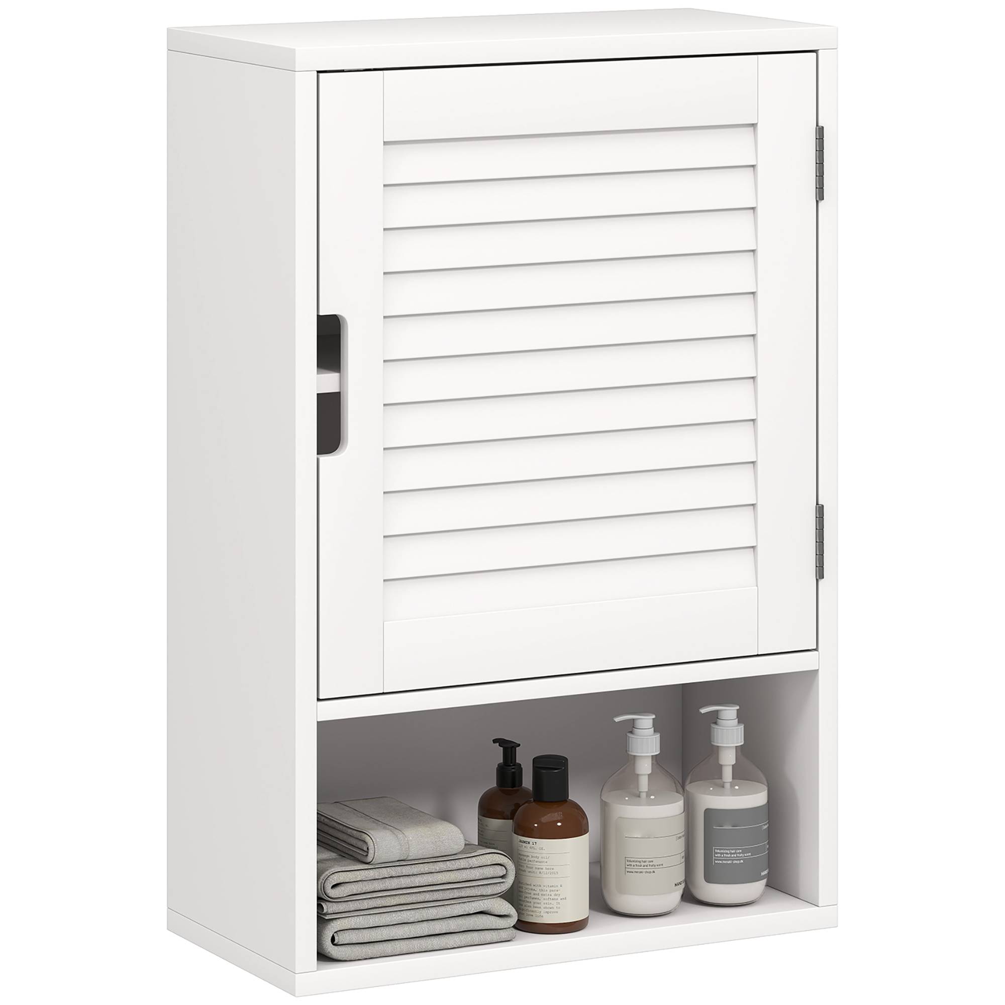Sans Marque - Armoire murale salle bain porte lattes étagère réglable compartiment ouvert 40x20x60cm blanc
