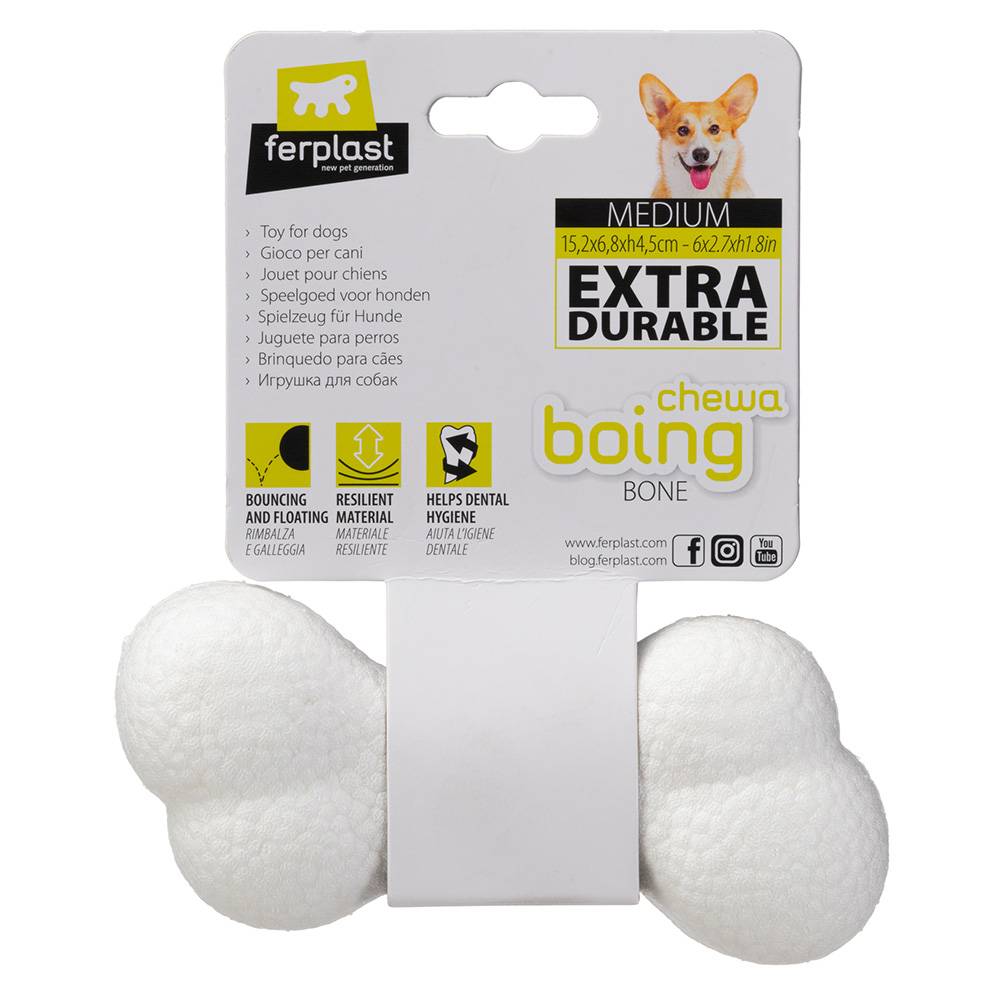 Ferplast - Ferplast Jouet Chien, Os pour chien, en Matériau Durable, Non Toxique, Résistante aux Morsures, Hygiene Dentaire, Rebondissant et Flottant, CHEWA - Imagen 6