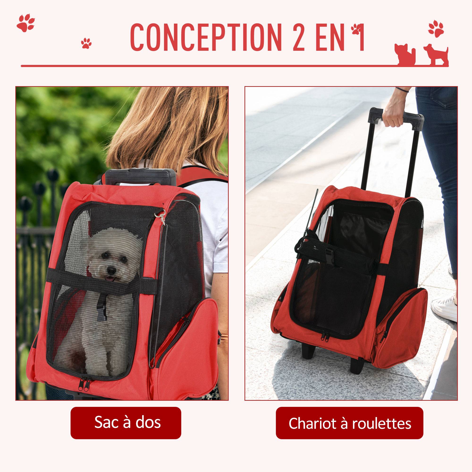 Sac de transport polyester rouge 42 x 25 x 55 cm - PANGIVO - Image 6