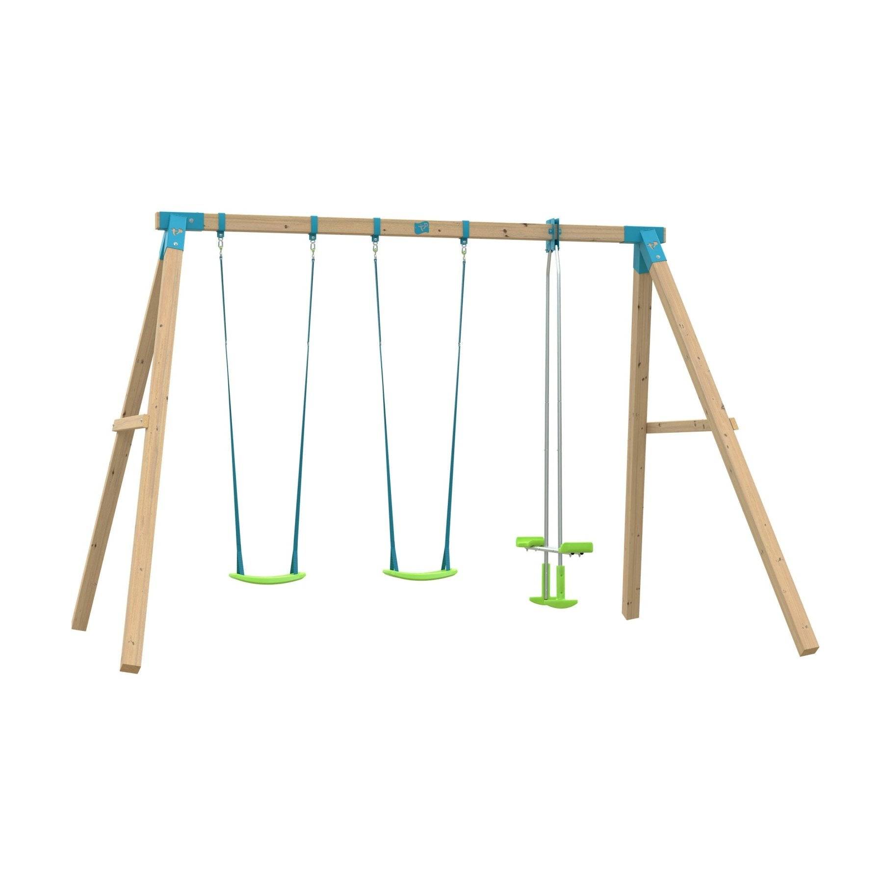 Tp Toys - Portique EVEREST 2 balançoires - vis-à-vis - kit d'ancrage - bois carré FSC® h243 cm - Imagen 1
