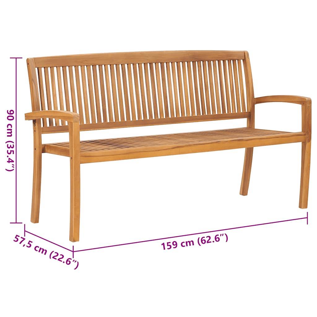 PANGIVO - Banc de jardin bois de teck naturel 159 x 57.5 x 90 cm, Poids:31.94kg - PANGIVO - Image 8