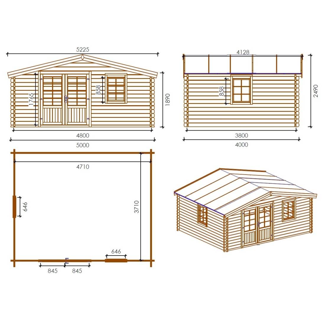 Altanka - Abri de jardin bois marron 20 m² ep. 45 mm - Altanka - Imagen 3