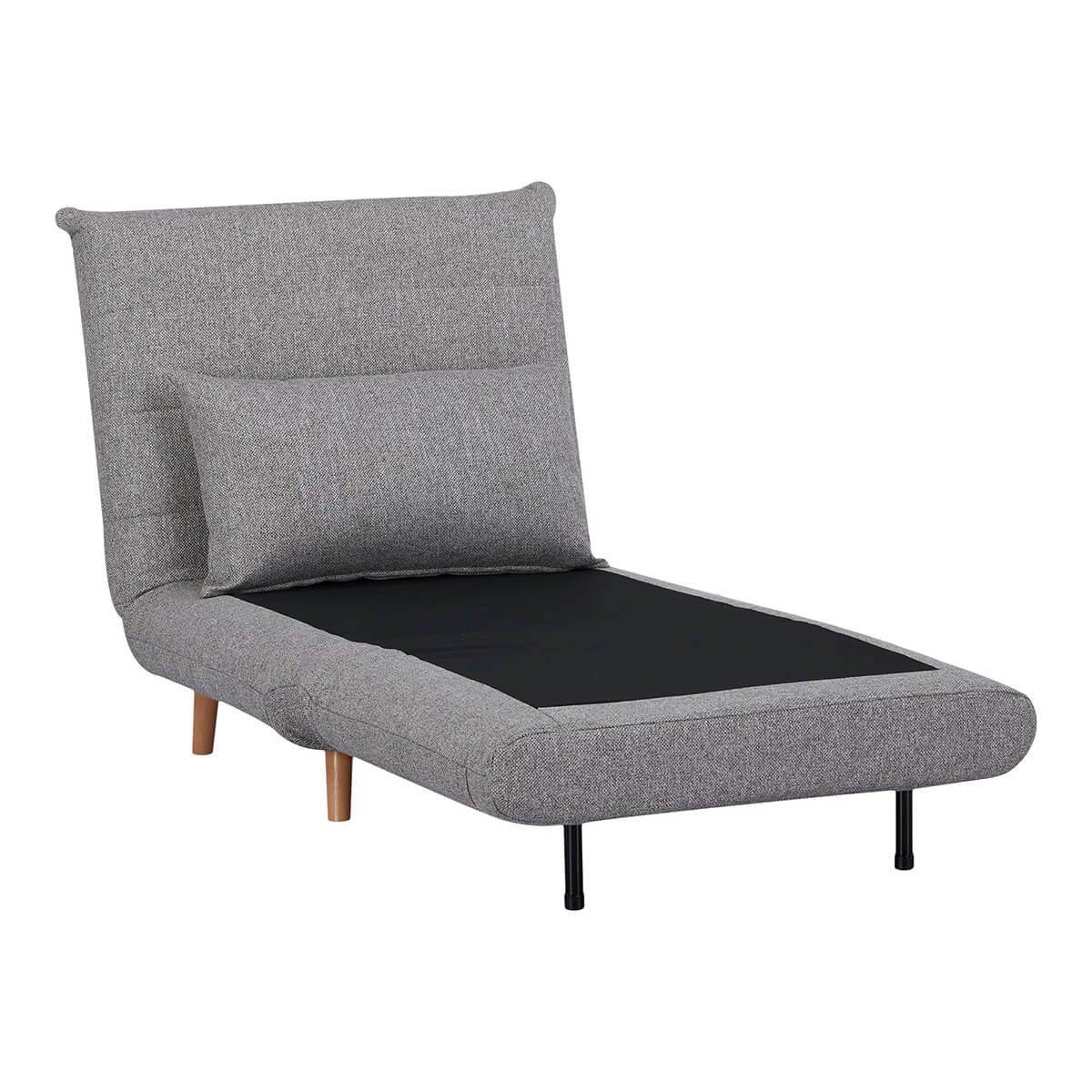 Chauffeuse 1 Place Convertible Tissu Gris Chiné avec Coussin - BREWEN - Image 3