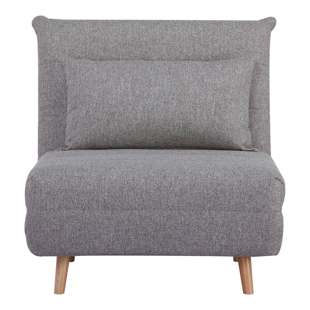 Chauffeuse 1 Place Convertible Tissu Gris Chiné avec Coussin - BREWEN - Image 6
