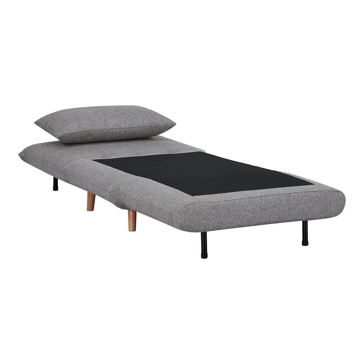 Chauffeuse 1 Place Convertible Tissu Gris Chiné avec Coussin - BREWEN - Image 5