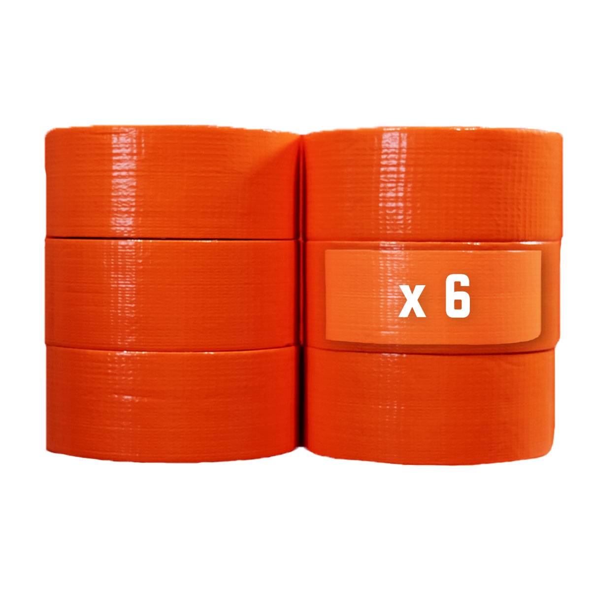 Lot de 6 Rubans adhésifs toilés orange 50 mm x 33 m - Rouleau adhésif pour fixer les bâches, fils et câbles TECPLAST - Imagen 1