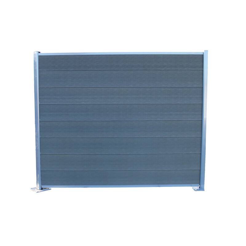 Kit complet de départ/fin clôture en composite coextrudé 1,50 L x 1,80 H (lames réversible) - Gris anthracite/ Gris clair, H-180cm, L-150cm