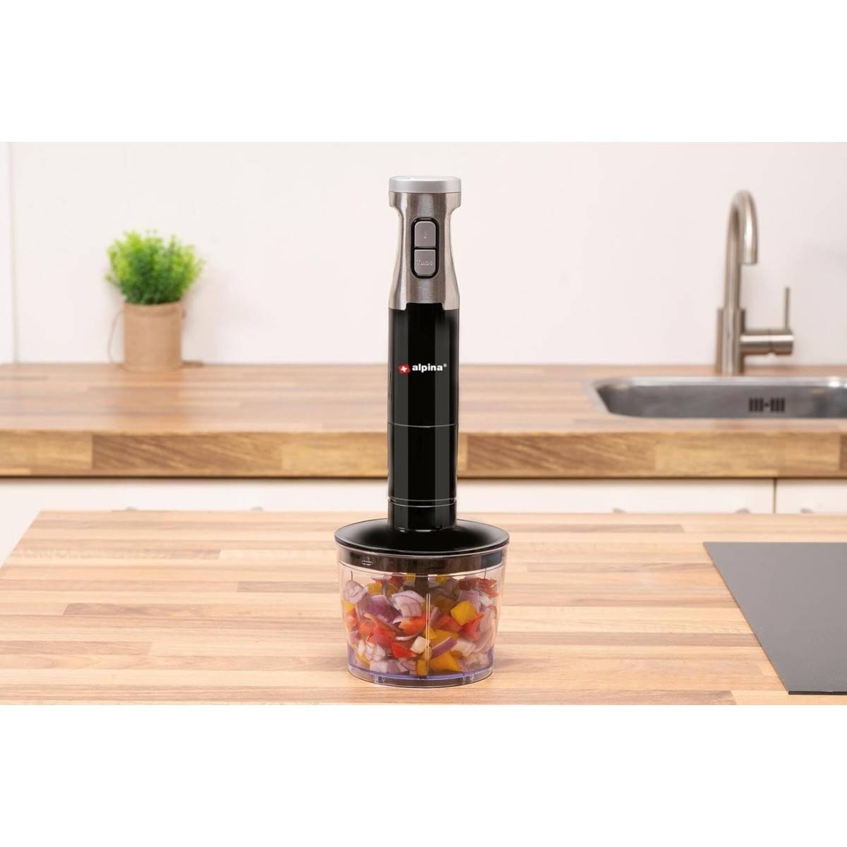 Alpina - Mixeur plongeant Inox avec hachoir 1000W 2 Vitesses + Turbo Fouet ALPINA - Imagen 7
