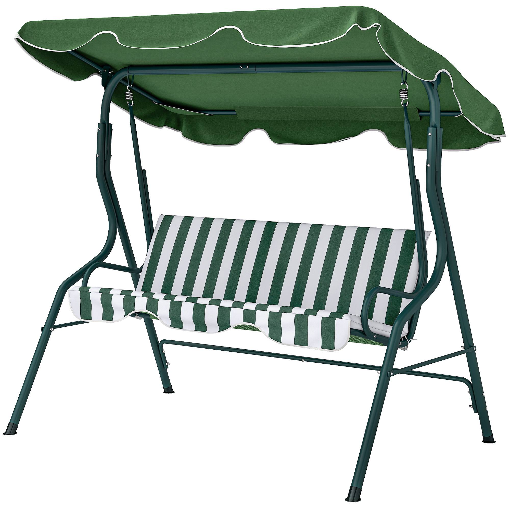 Balancelle de jardin 3 places acier extérieur coussins épais toit ajustable vert - ComfortXL Outdoor Living - Image 2