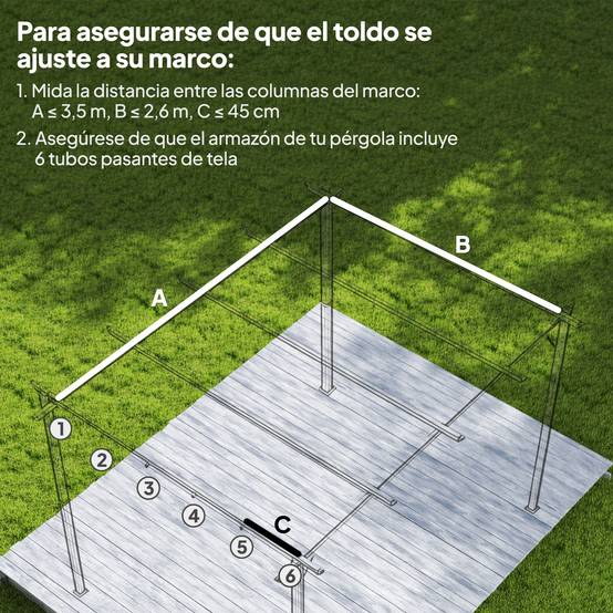 ComfortXL - Toile de Remplacement Pergola 4x3m Polyester Rétractable Anti-UV avec Drainage 350x260 cm Crème - ComfortXL Outdoor Living - Image 6