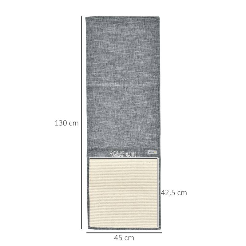 Lot de 2 tapis de griffoir protection canapé intérieur 130 x 45 x 0.3 cm sisal et polyester gris - PANGIVO - Image 3
